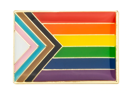 Progress flag pride pin van queer boekhandel Savannah-Bay